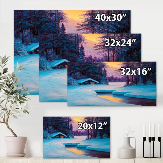 Designart - Old Cabin In Winter Forest II